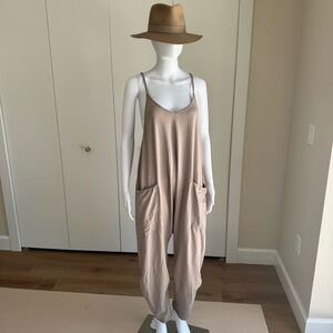 Free People Movement Hot Shot Onesie Beige